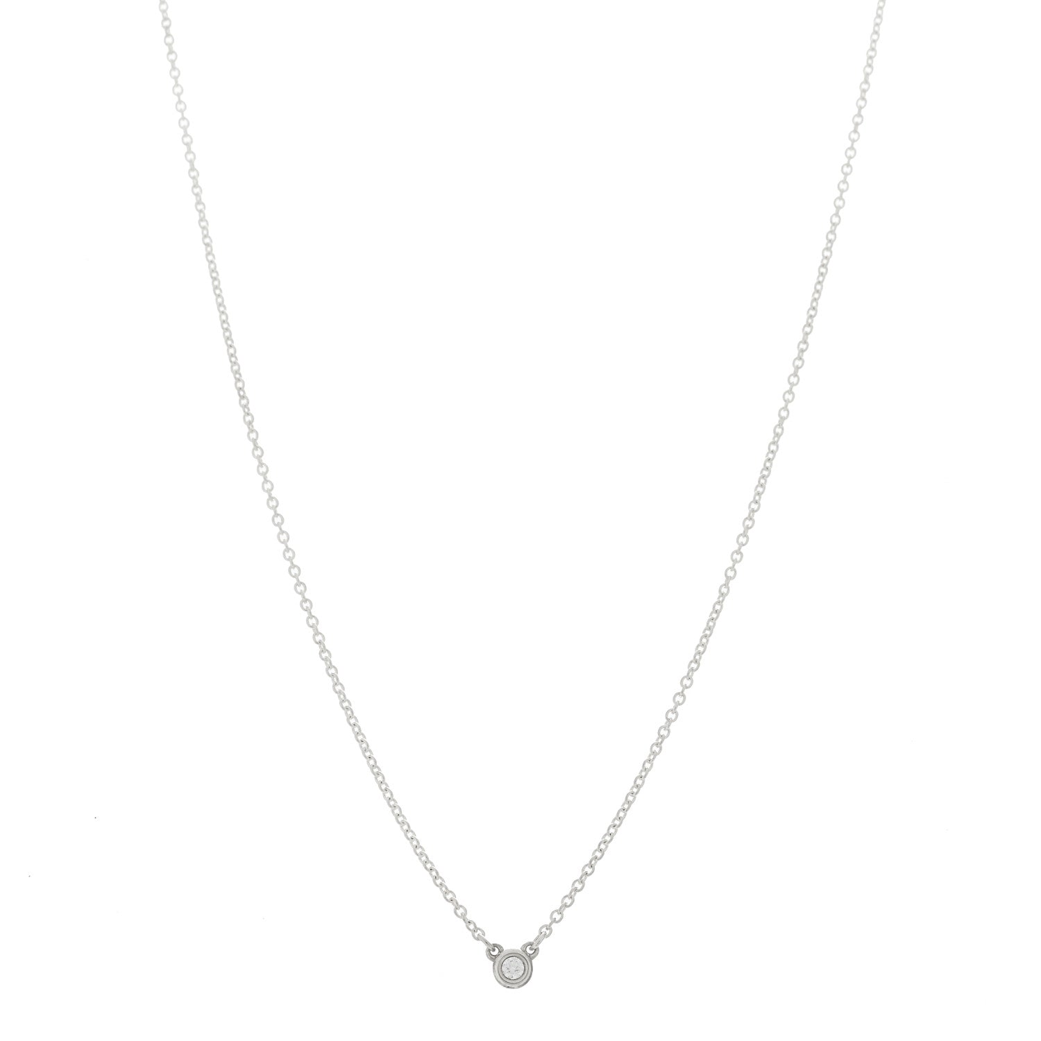 Tiffany Sterling Silver Diamond .03ct Elsa Peretti Diamonds by the Yard Pendant Necklace 1 of 5
