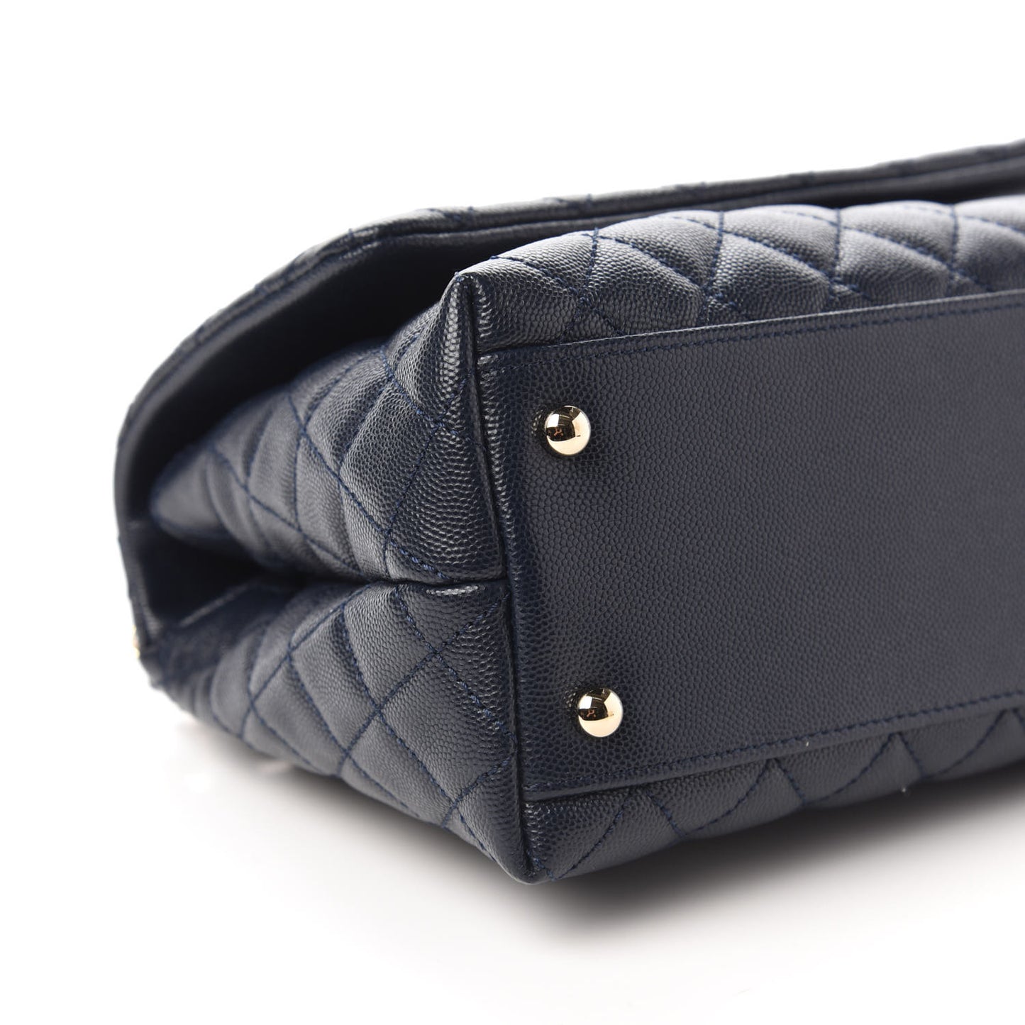 Caviar Lizard Quilted Small Coco Handle Flap Navy Blue