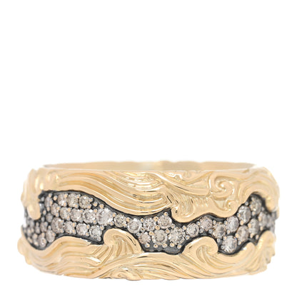 David Yurman 18K Yellow White Gold Cognac Diamond Waves Band Ring 66 11.5 3 of 5