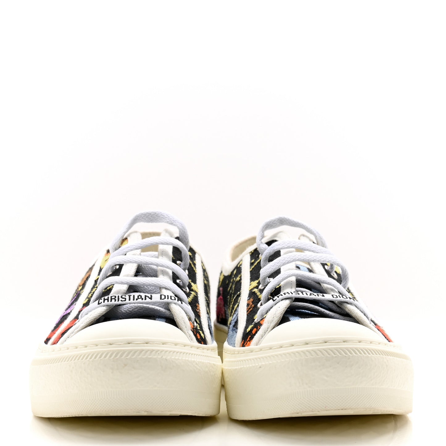 Canvas Zodiac Pixel Embroidered Womens Walk'N'Dior Low Top Sneakers 35 White Multicolor