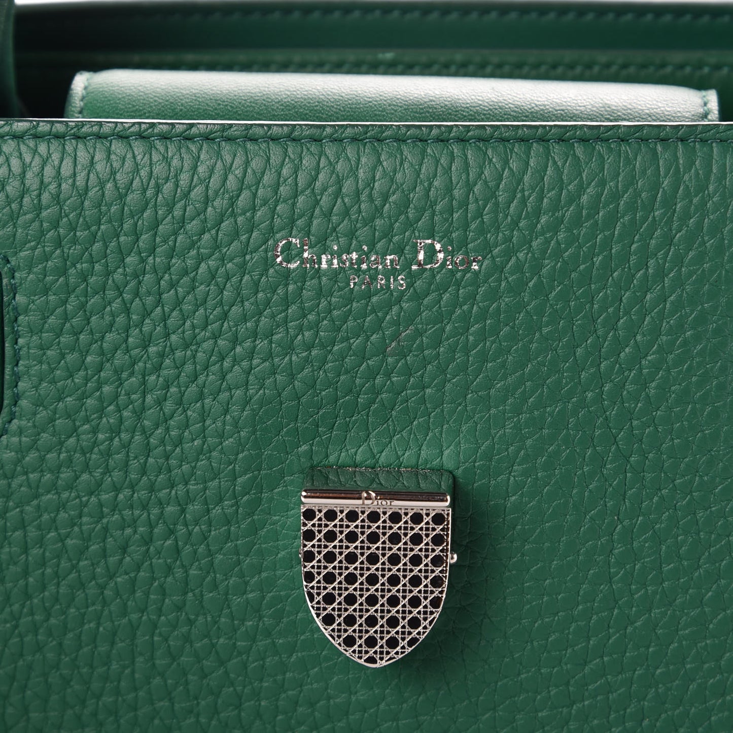 Grained Calfskin Medium Diorever Flap Green