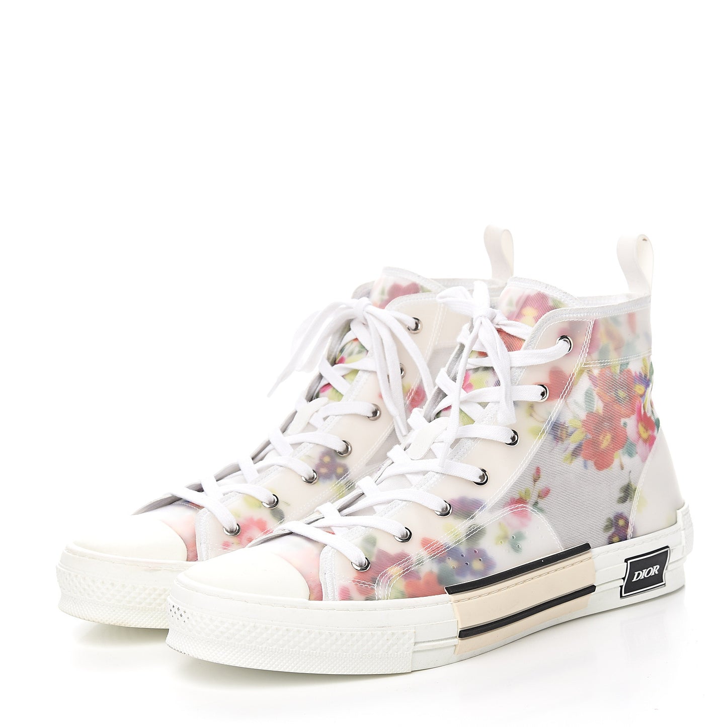 Technical Canvas Flowers Mens B23 High Top Sneakers 47 White