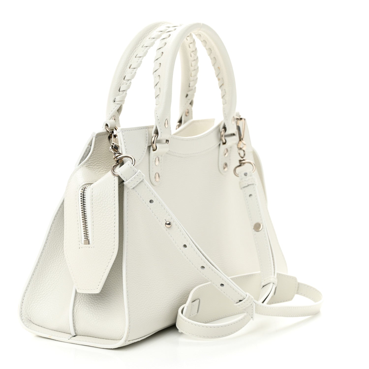 Balenciaga Grained Calfskin Neo Classic Silver Hardware S City Chalky White 3 of 12