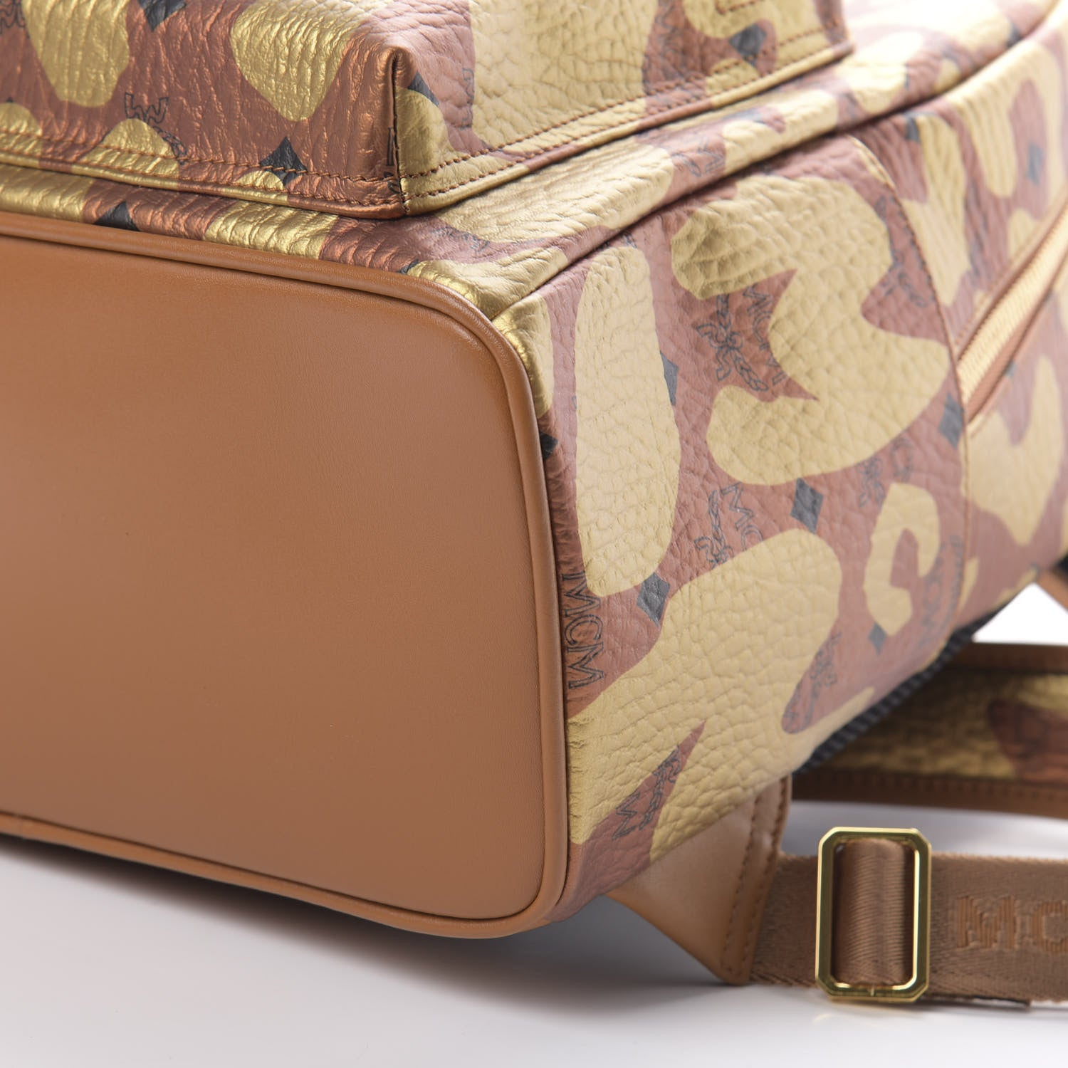 MCM Metallic Visetos Leopard Print Small Stark Backpack Cognac 9 of 9