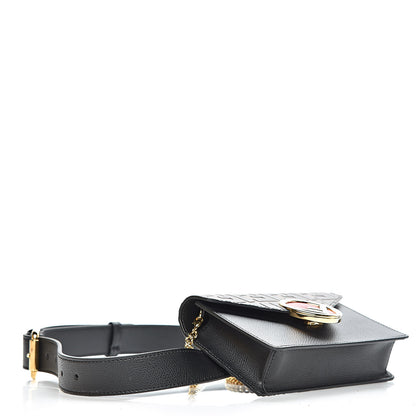 Fendi Vitello Cruise F is Fendi Bi-Color FF 1974 Embossed Envelope Belt Bag Maya Black 5 of 11