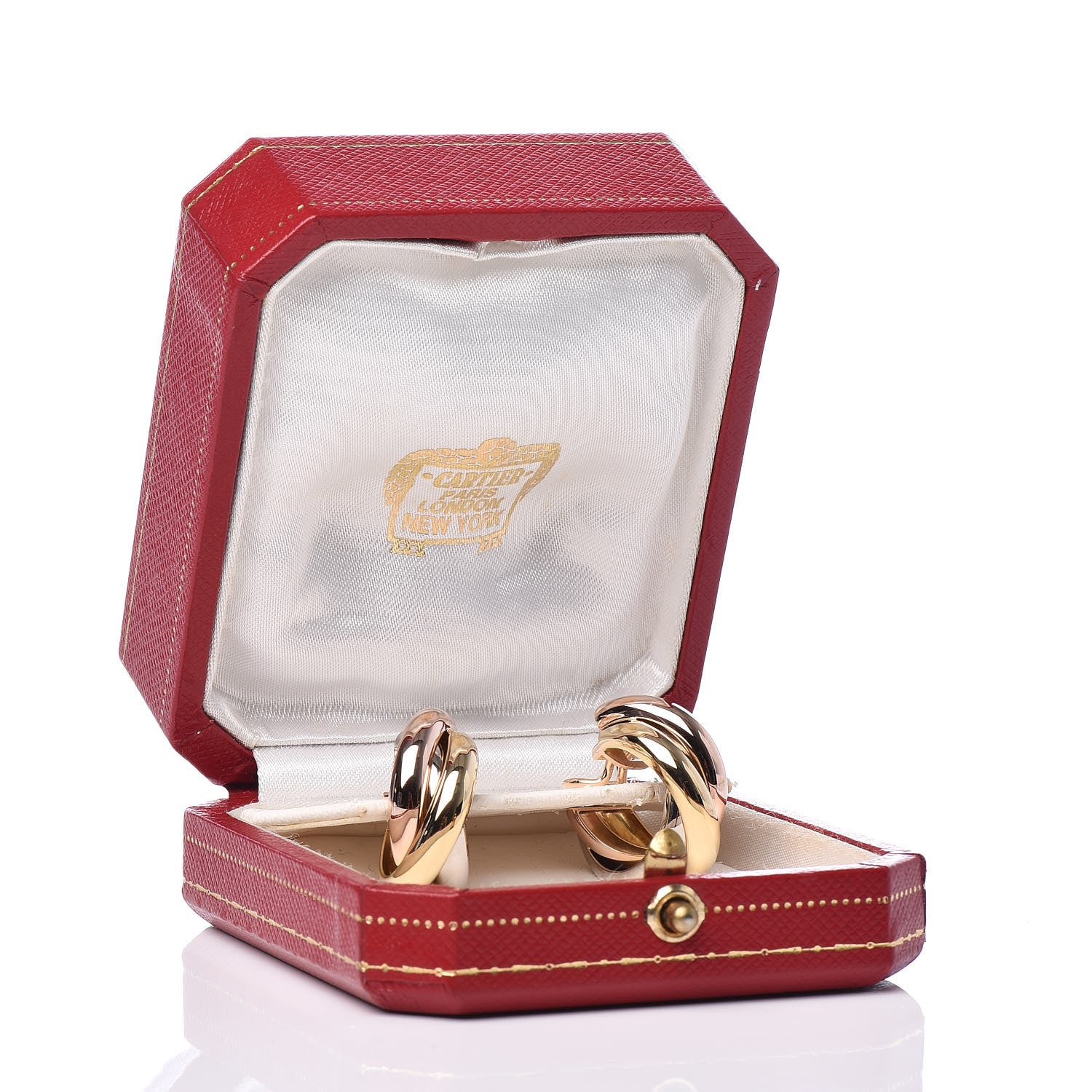 Cartier 18K Pink Yellow White Gold Large Trinity Clip-On Earrings 5 of 5