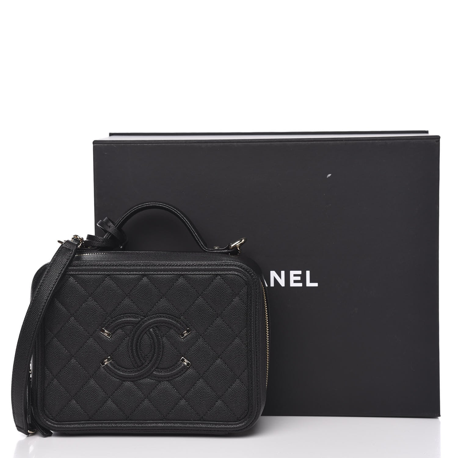 Chanel Caviar Quilted Medium CC Filigree Vanity Case Black 10 of 10