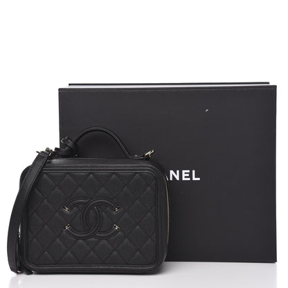 Chanel Caviar Quilted Medium CC Filigree Vanity Case Black 10 of 10