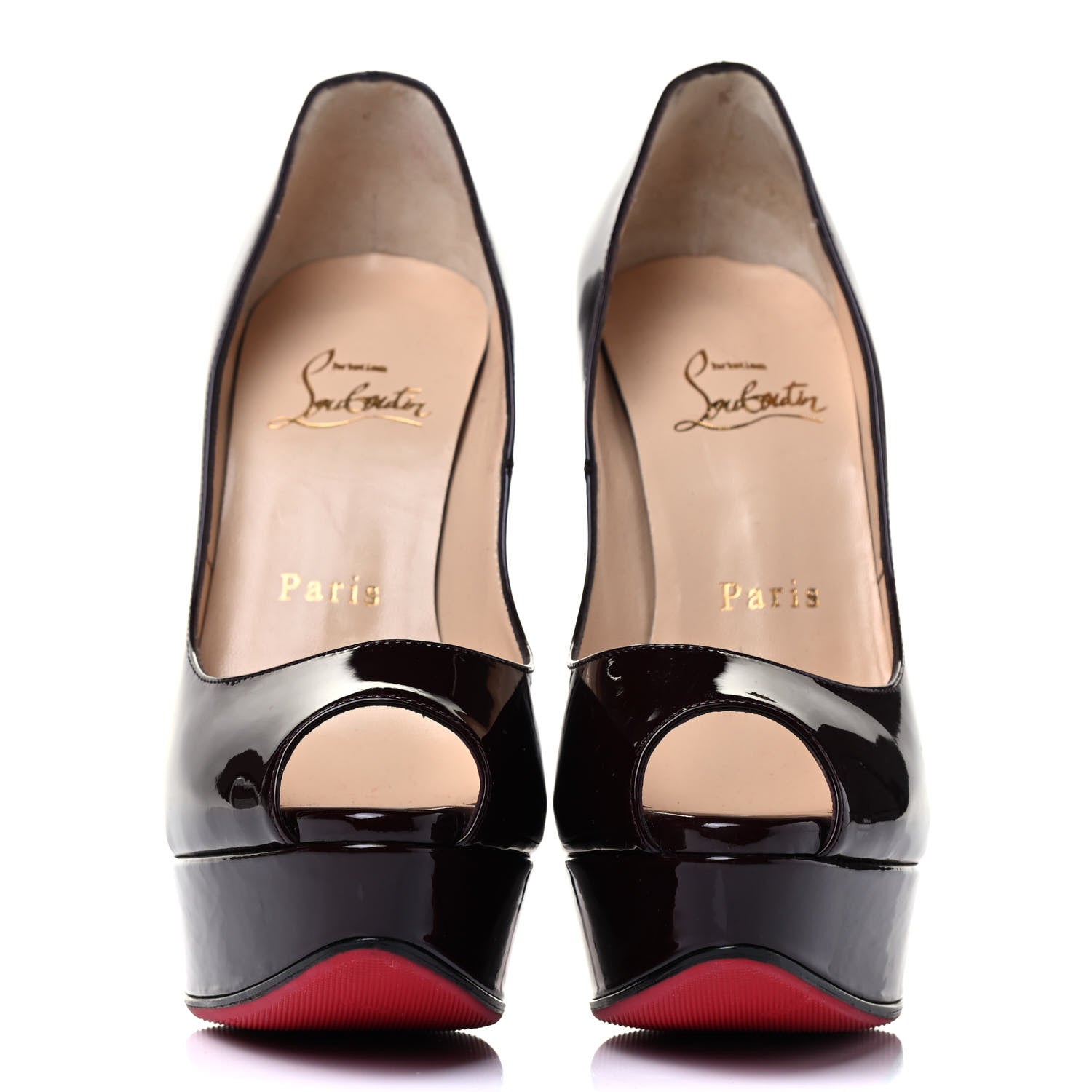 Christian Louboutin Patent Lady Peep 150 Pumps 35.5 Black 2 of 6