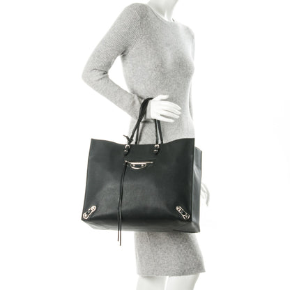 Balenciaga Grained Calfskin Silver Metallic Edge Hardware Papier A4 Tote Black 2 of 7