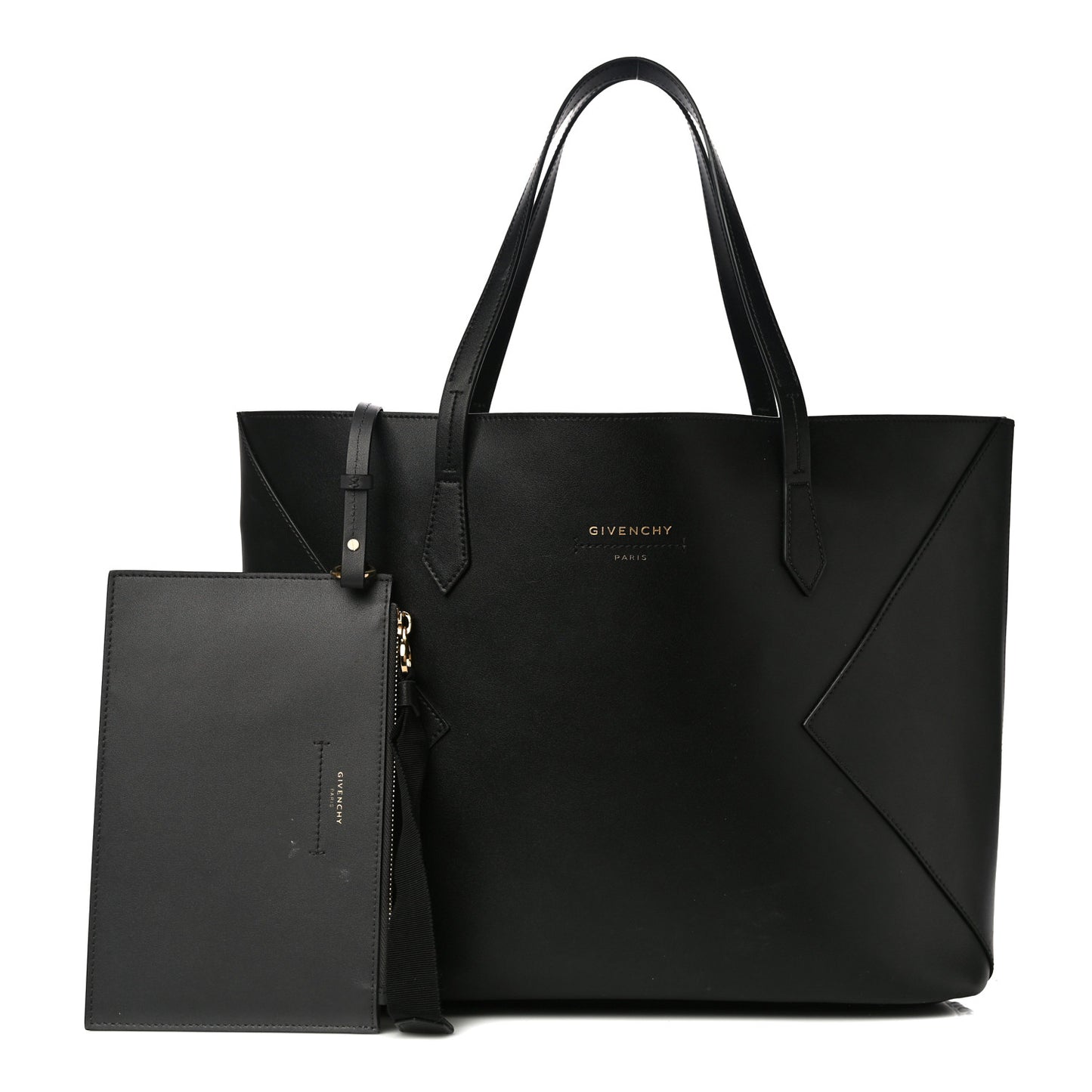 Smooth Calfskin Wing Shopper Tote Black Red