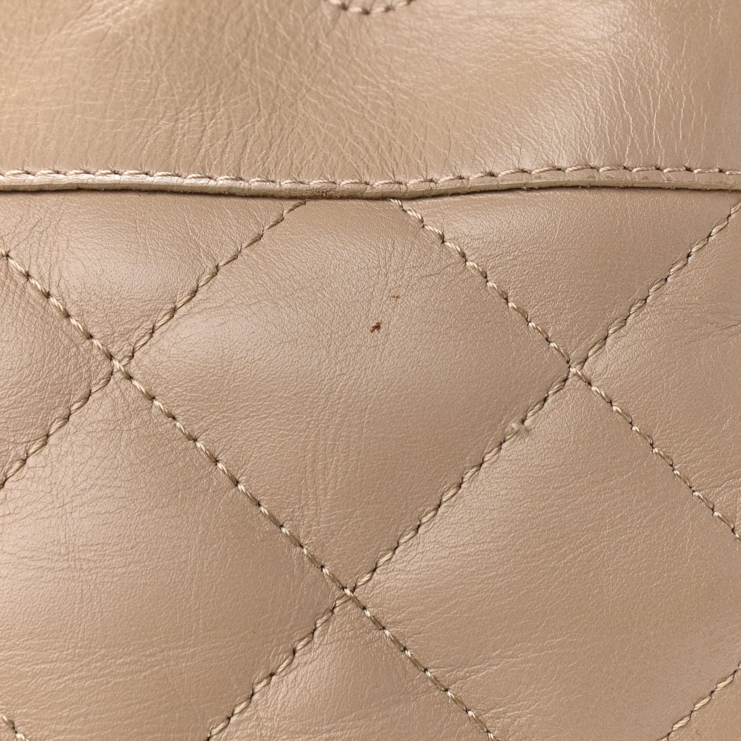 Calfskin Quilted Bucket Shoulder Bag Beige
