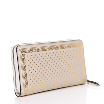 Gucci X SEGA Calfskin GUCCY Stars Zip Around Wallet Mystic White Gold 3 of 8