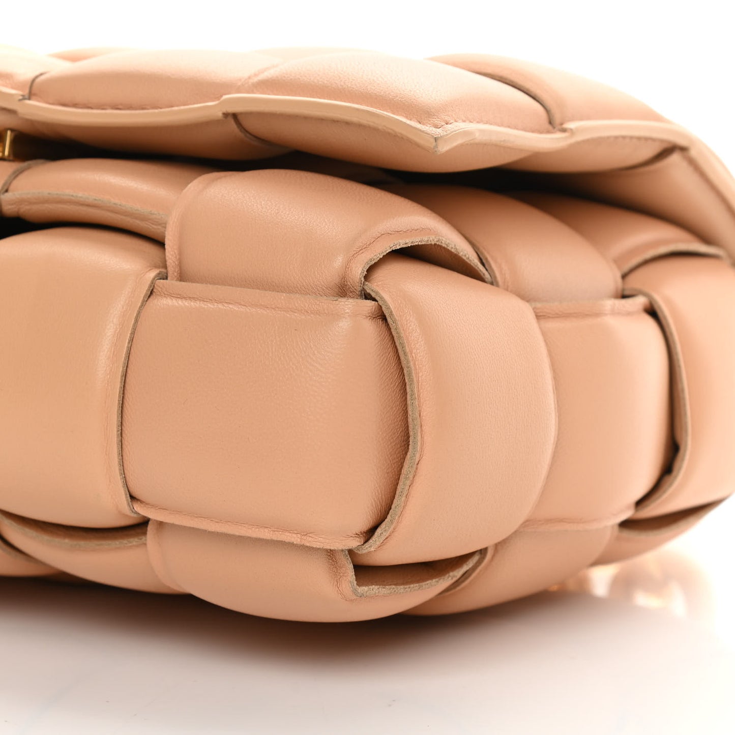 Lambskin Maxi Intreccio Padded Chain Cassette Crossbody Bag Almond