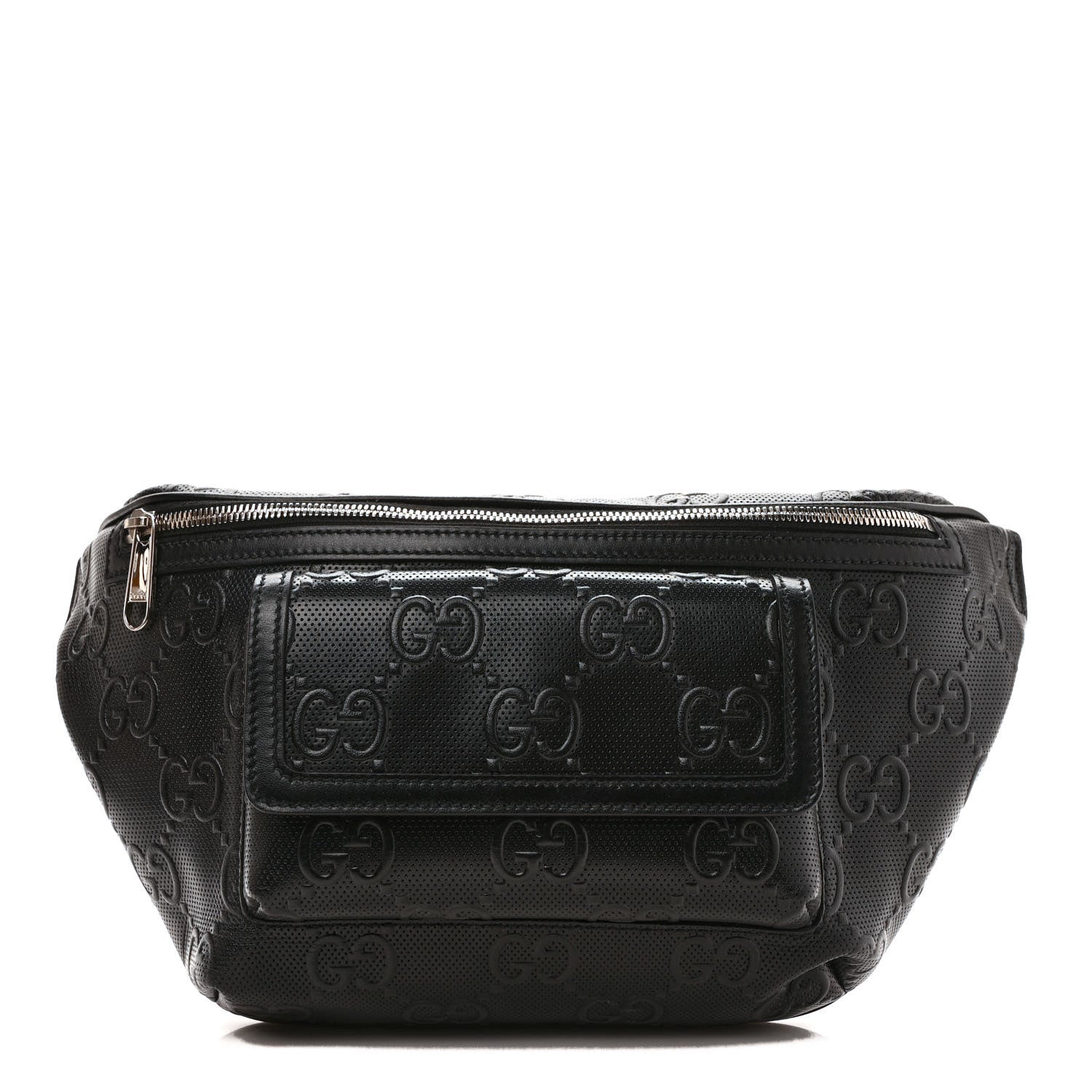 Gucci Calfskin GG Tennis Embossed Pocket Belt Bag Black 1 of 8