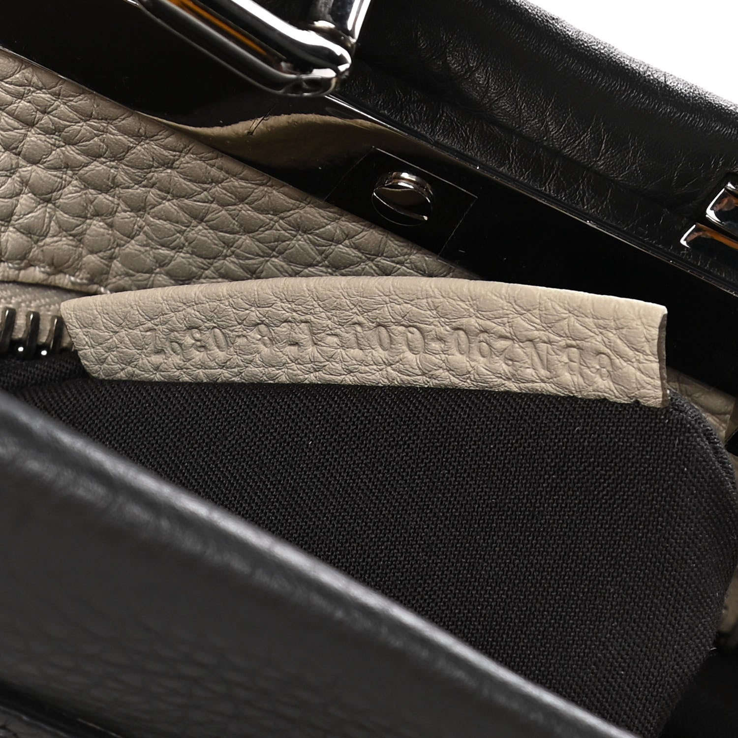Fendi Cuoio Romano Selleria Bi-Color Medium Peekaboo Iconic Satchel Asfalto Latte 8 of 18