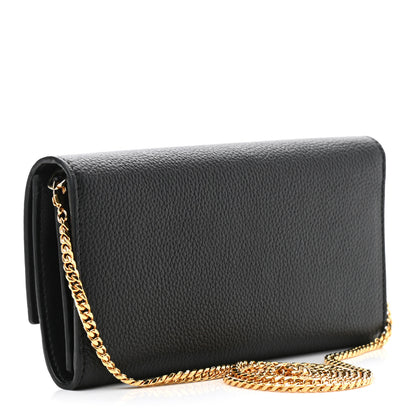 Alexander McQueen Pebbled Calfskin Skull Wallet on Chain Black 3 of 11