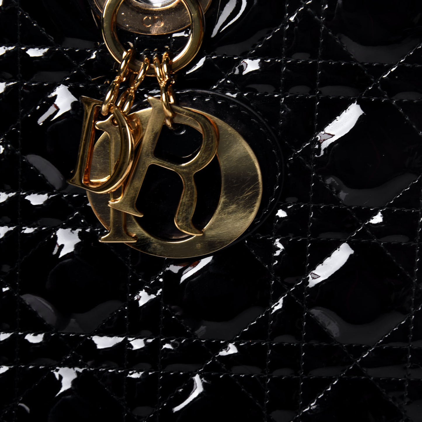 Patent Cannage Large Lady Dior Black