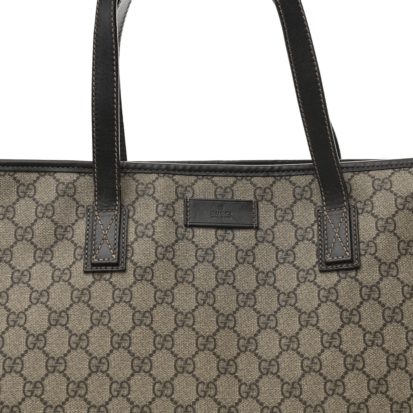 GG Supreme Monogram Large Zippered Shopping Tote Dark Brown