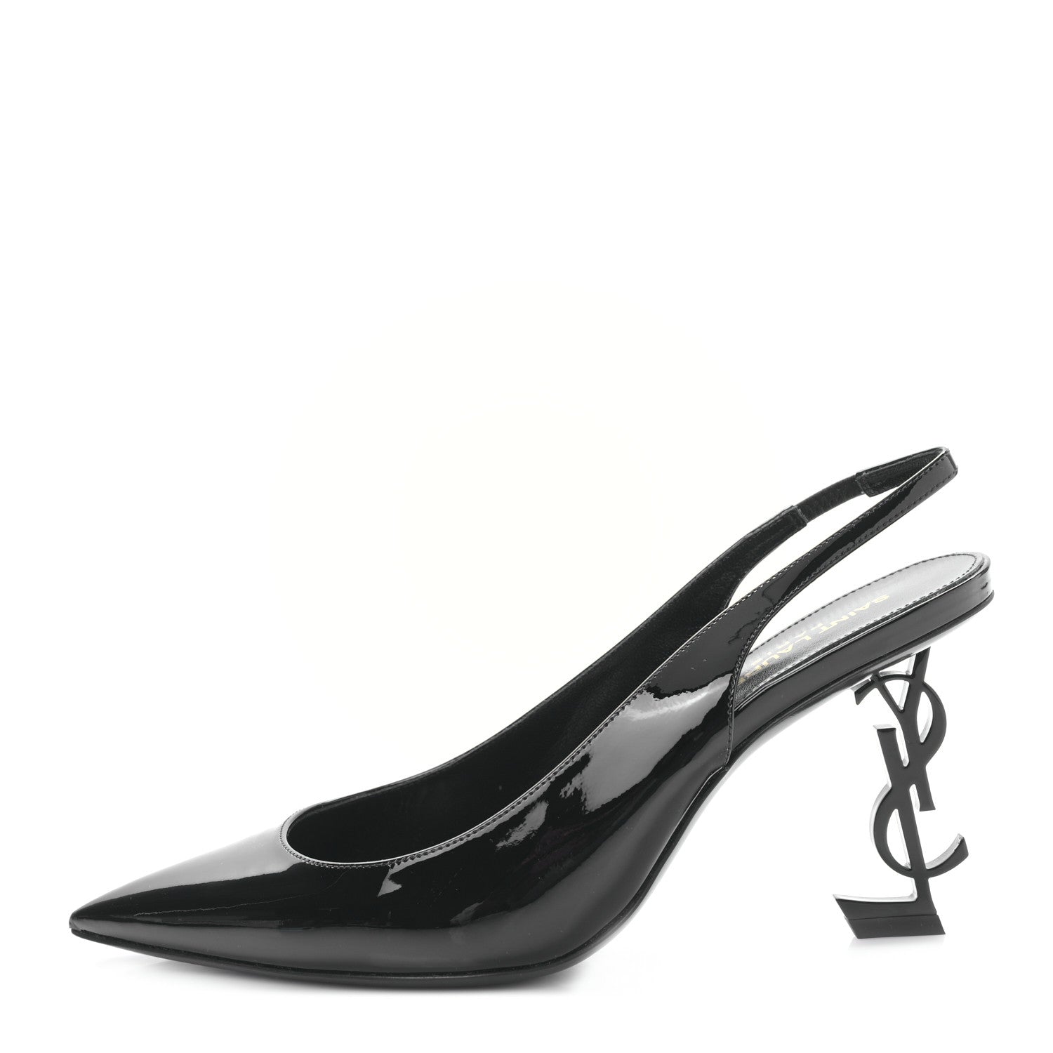 Saint Laurent Patent Opyum Slingback 3.3 Pumps 37 Black 1 of 8