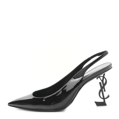 Saint Laurent Patent Opyum Slingback 3.3 Pumps 37 Black 1 of 8
