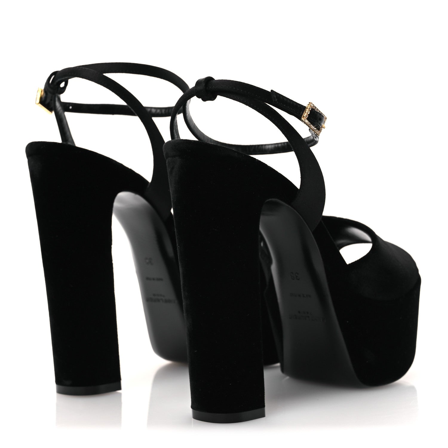 Saint Laurent Velvet Jodie Platform Sandals 38 Black 5 of 11