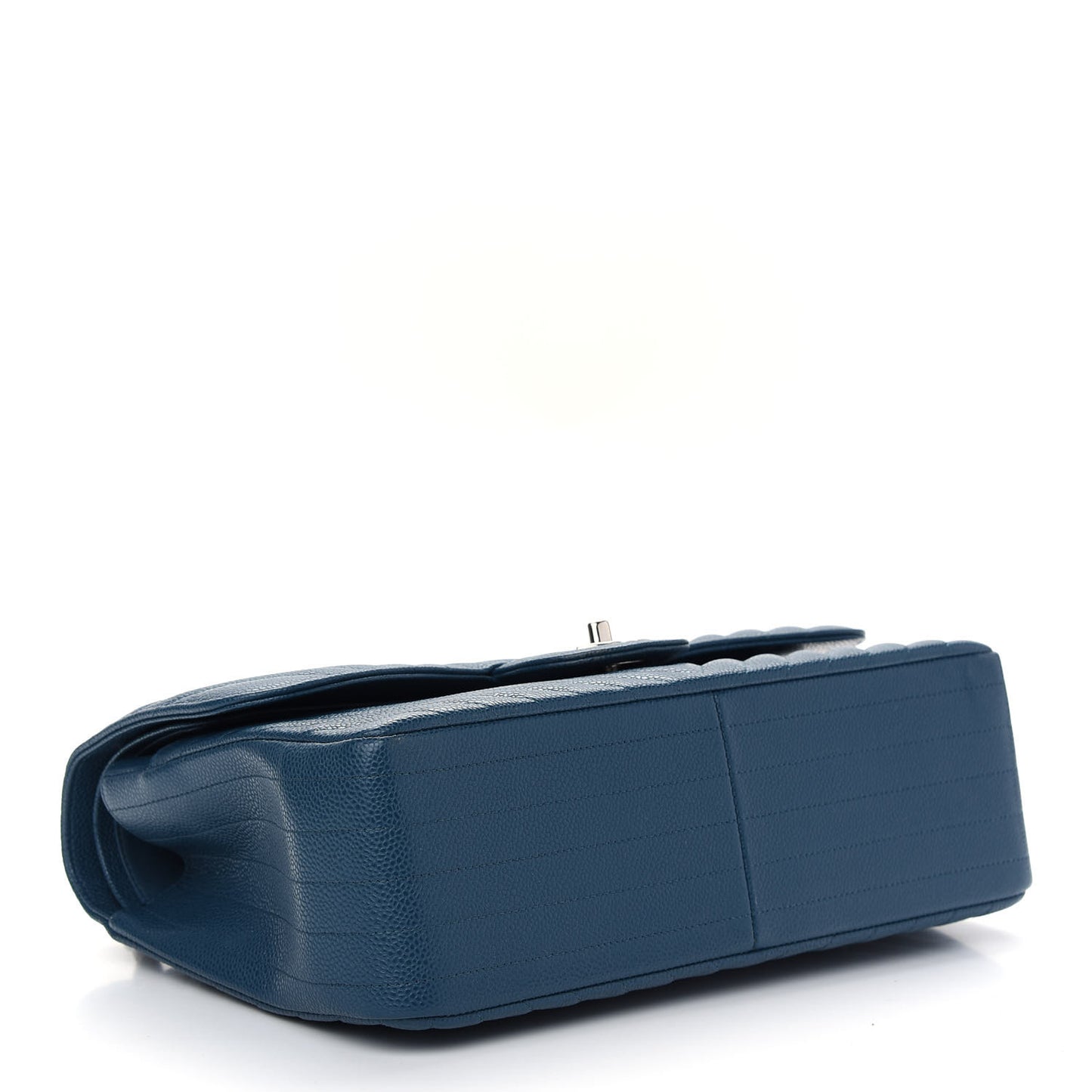 Caviar Chevron Quilted Jumbo Double Flap Blue