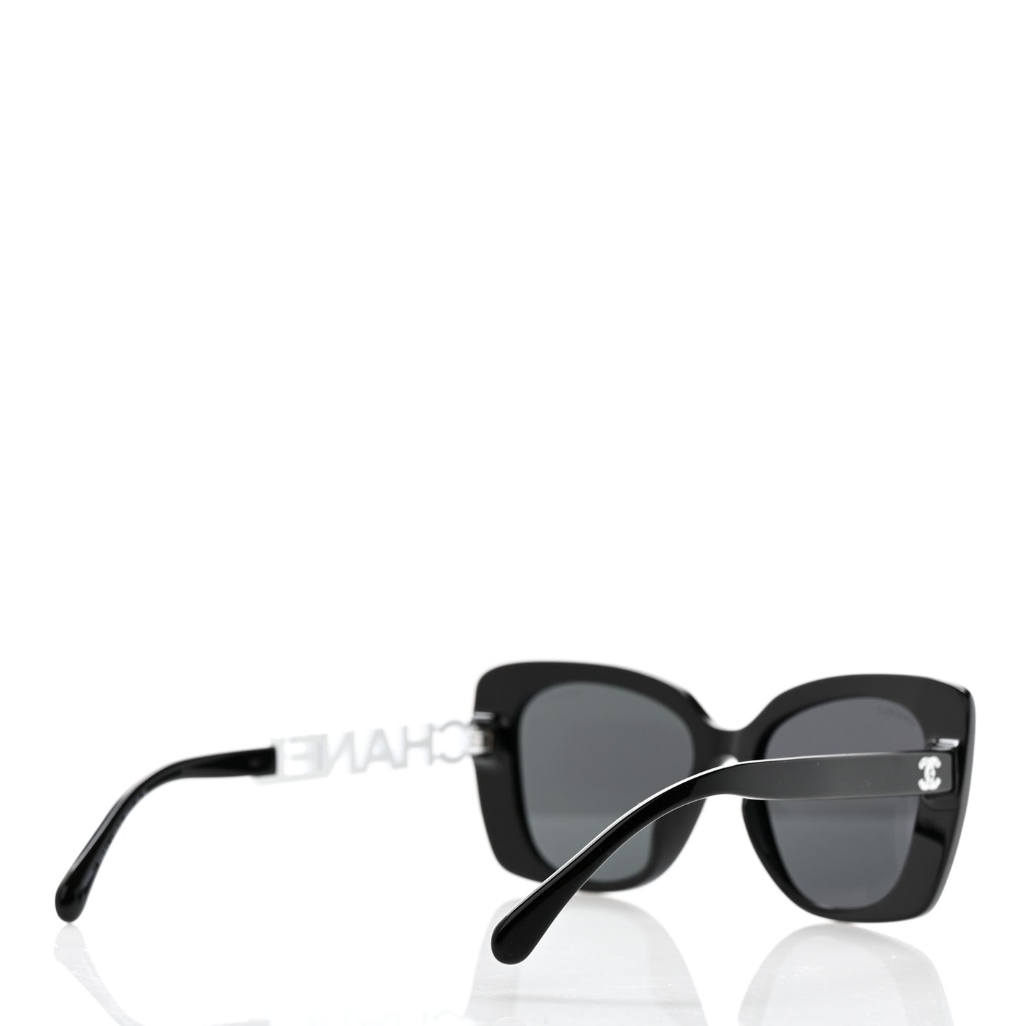 Acetate Strass Square Sunglasses 5422-B-A Black White