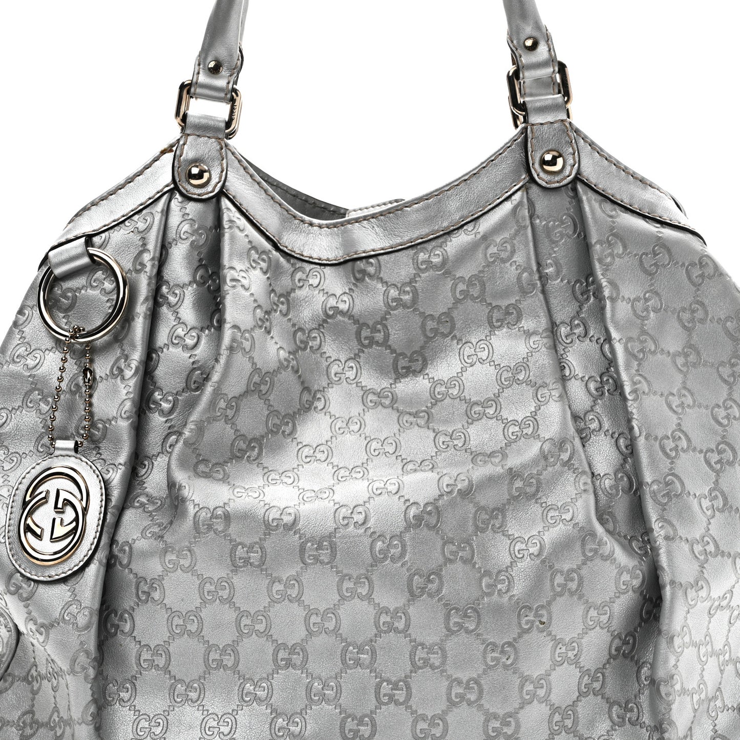 Guccissima Large Sukey Tote Silver