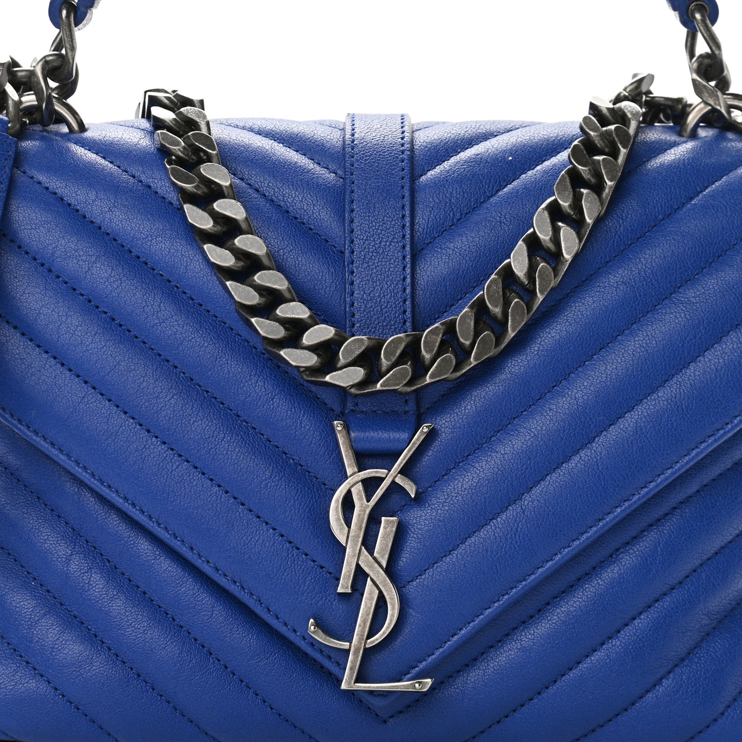 Sheepskin Matelasse Chevron Monogram Medium College Bag Royal Blue