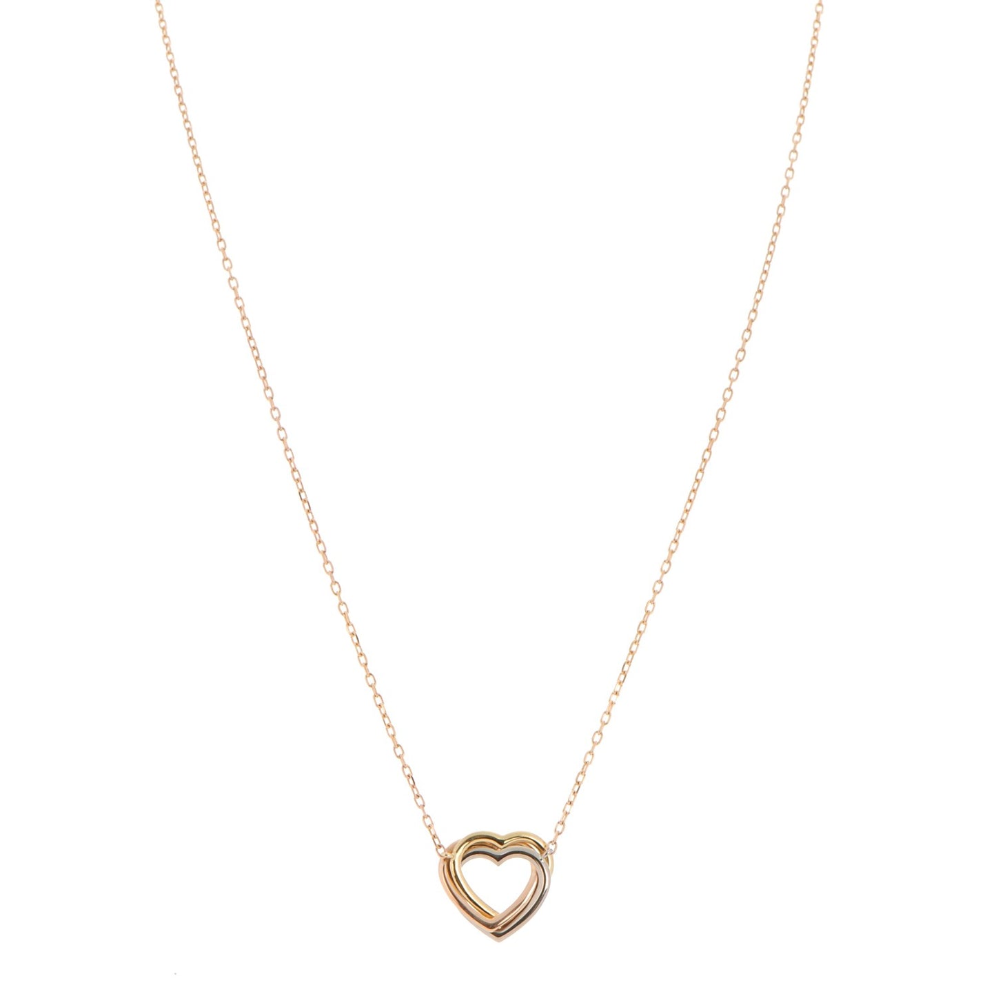 18K Pink Yellow White Gold Trinity Heart Necklace