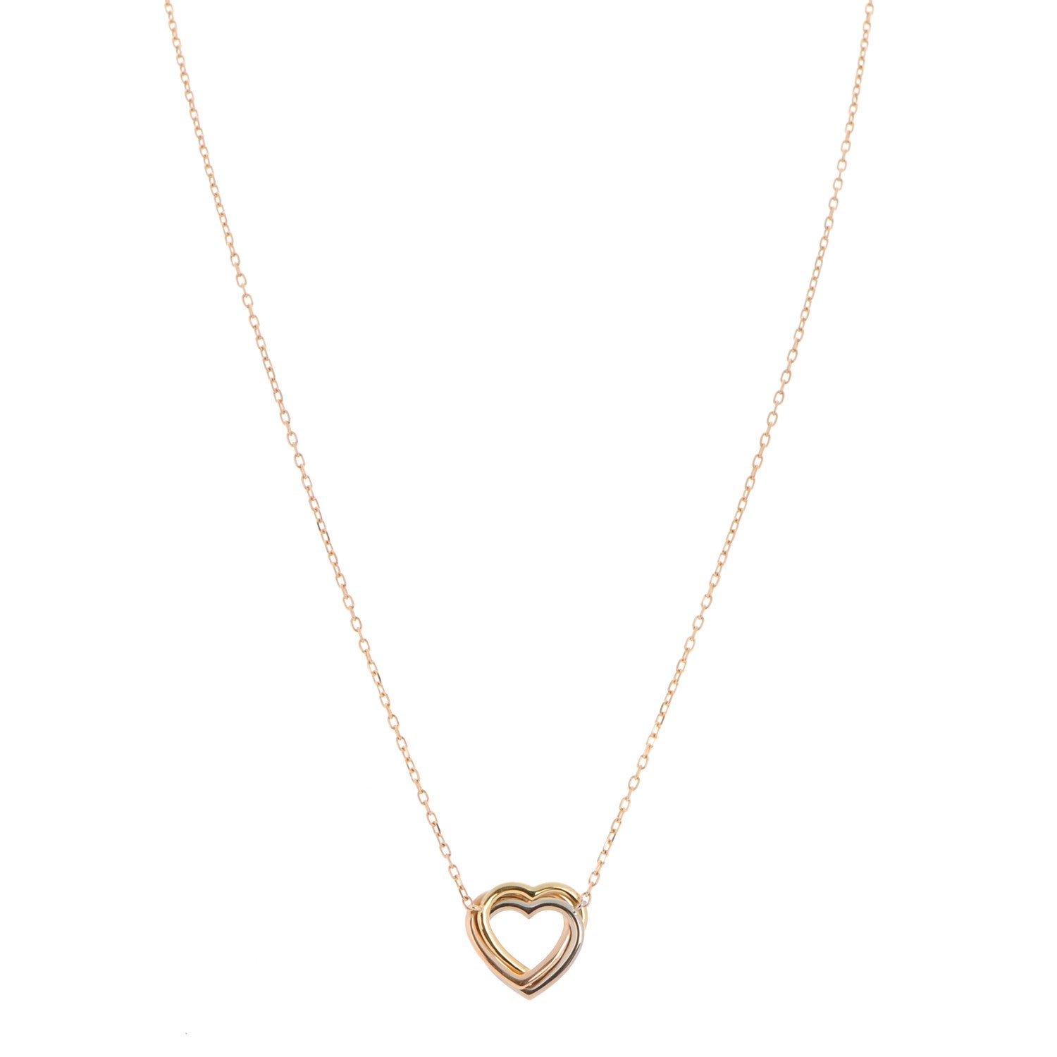 Cartier 18K Pink Yellow White Gold Trinity Heart Necklace 1 of 5