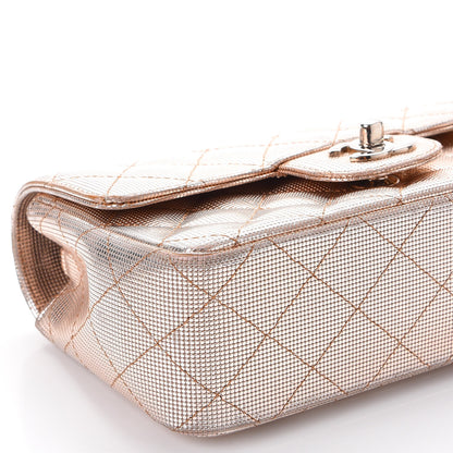 Chanel Metallic Calfskin Quilted Pixel Effect Mini Rectangular Flap Pink Gold 13 of 15