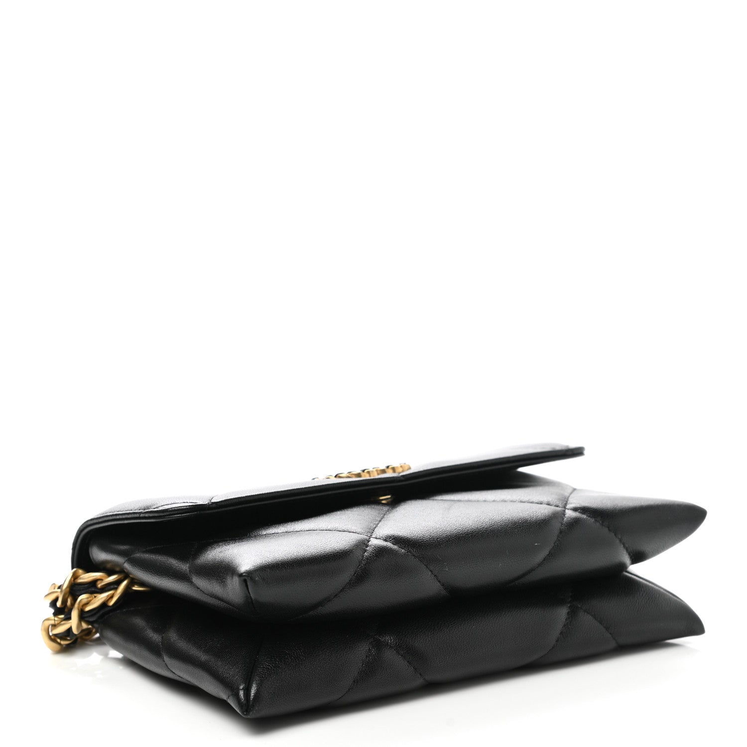 Chanel Lambskin Quilted Chanel 19 Flap Clutch Black 4 of 11