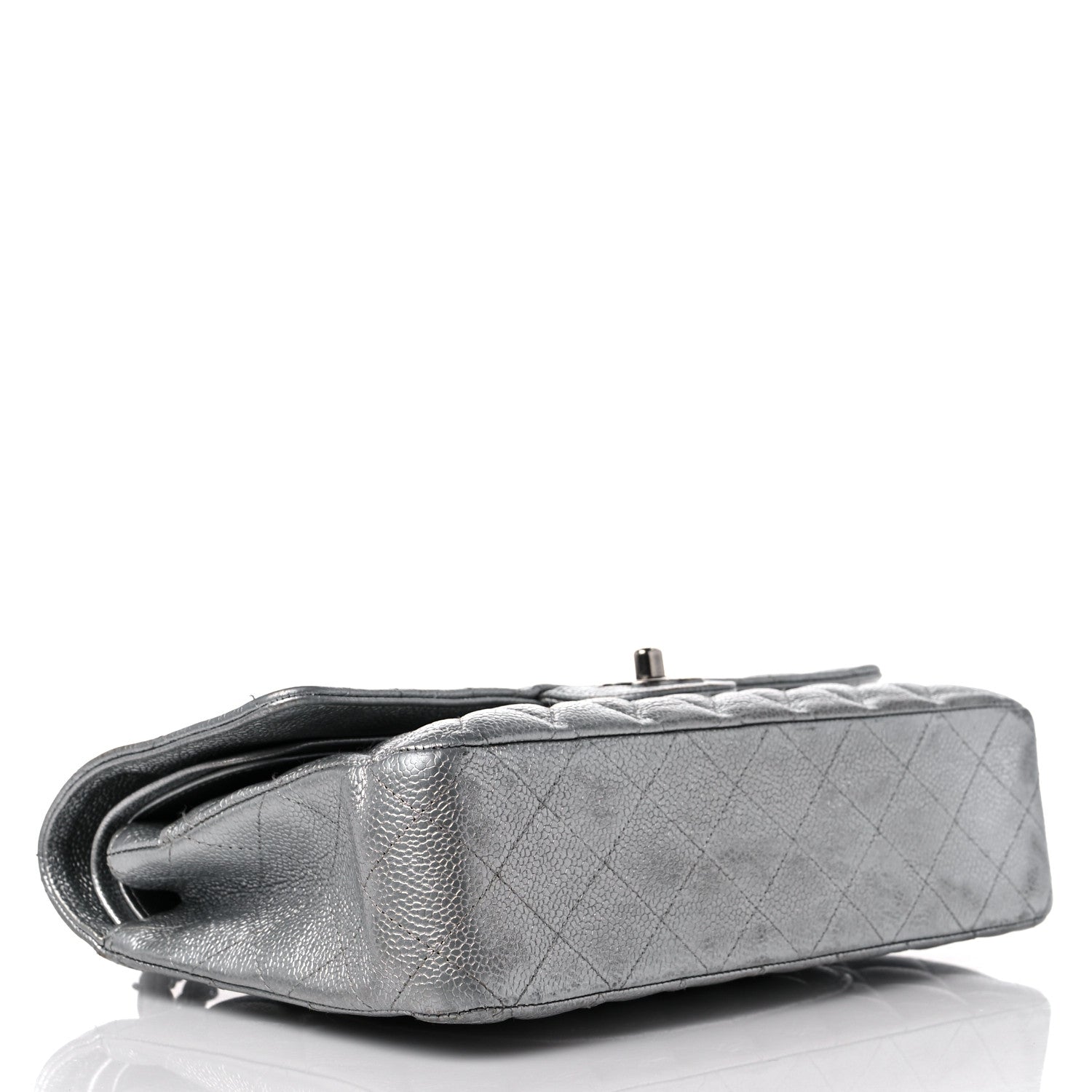 Chanel Metallic Caviar Quilted Medium Double Flap Silver 4 of 15