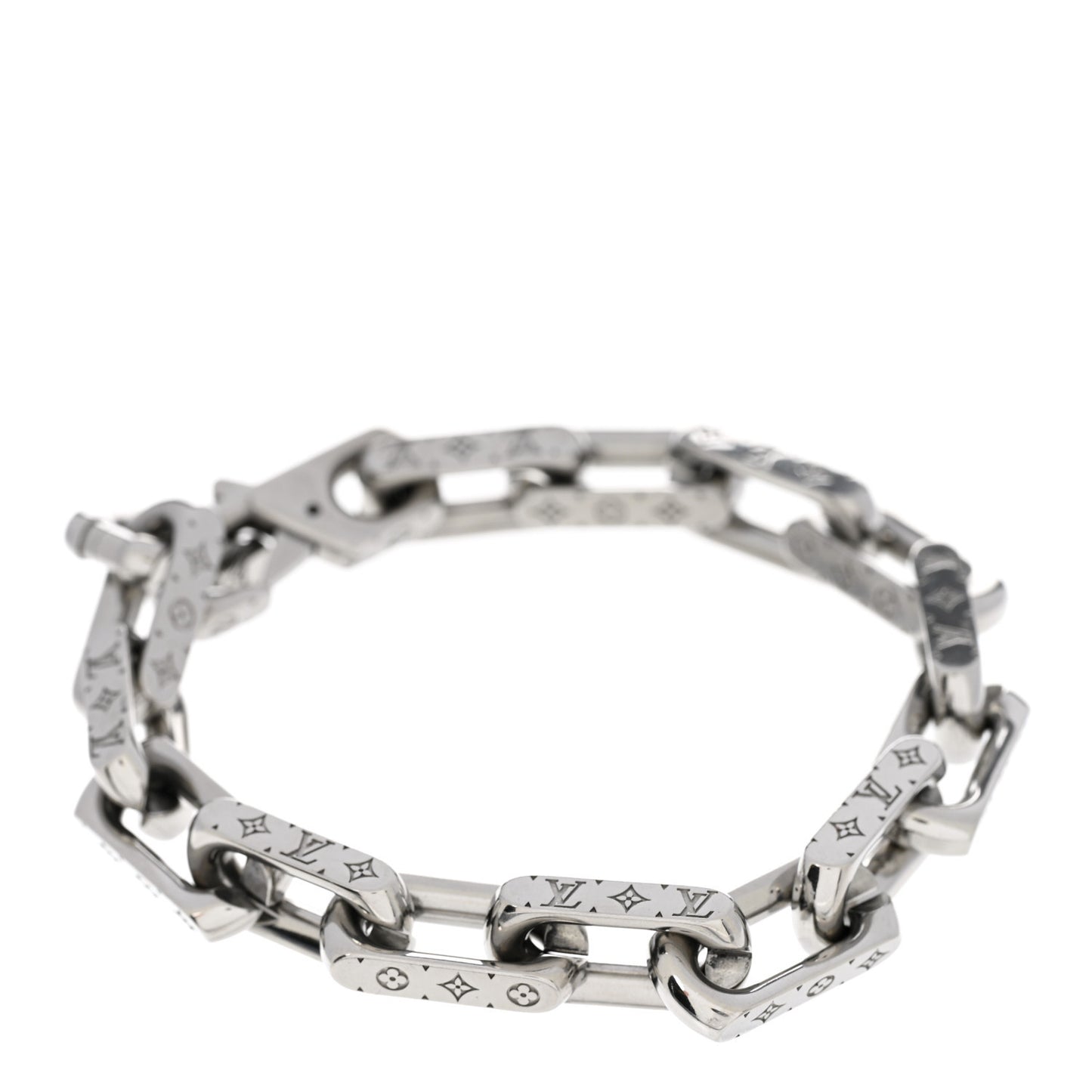 Monogram Chain Link Bracelet M Silver