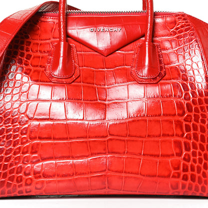 Givenchy Calfskin Crocodile Embossed Medium Antigona Red 8 of 14