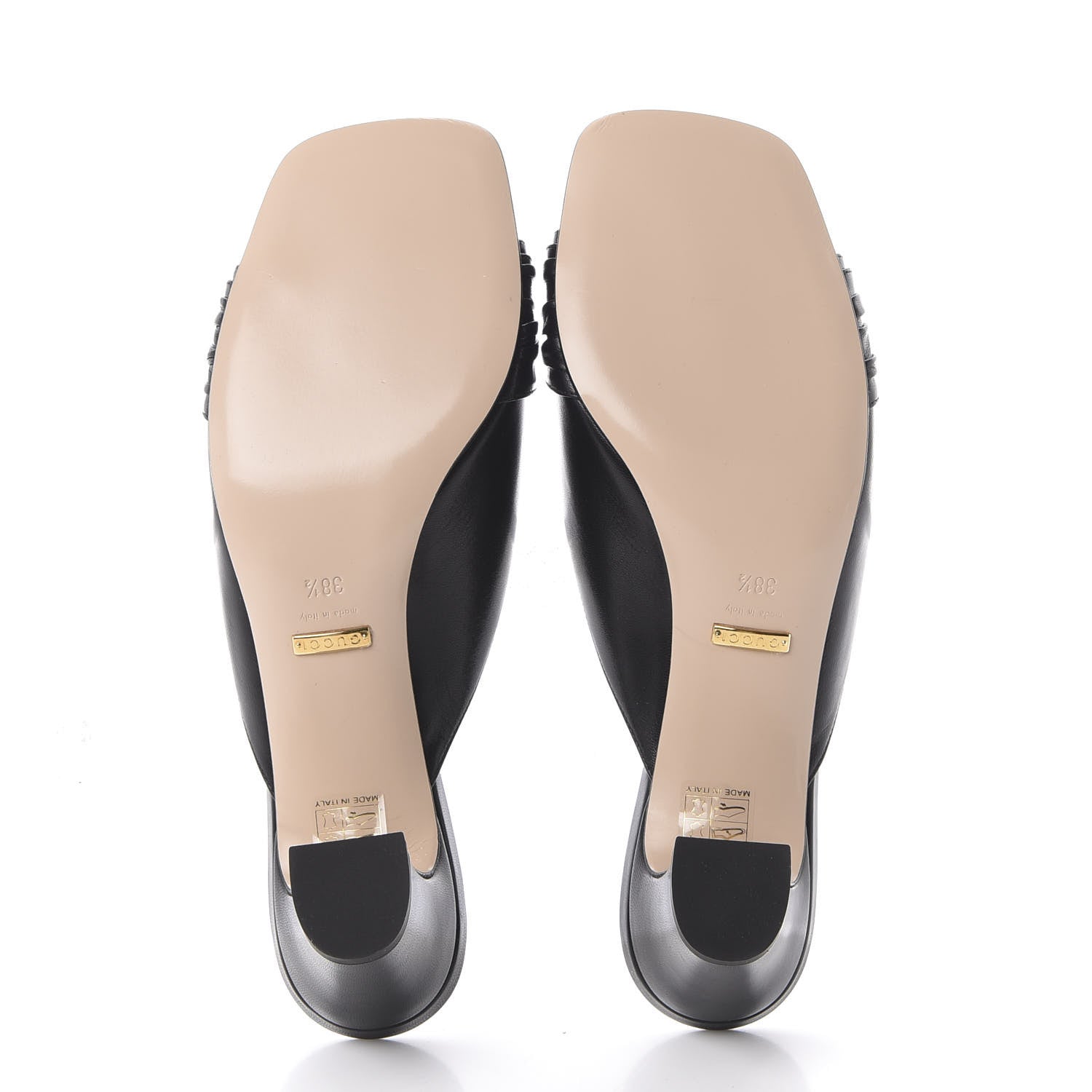 Gucci Malaga Kid Half Moon GG Square Toe Slide Sandals 38.5 Black 8 of 10