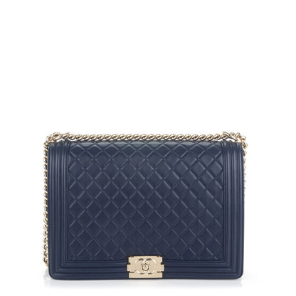 Chanel Lambskin Quilted Large Boy Flap Navy 1 of 7