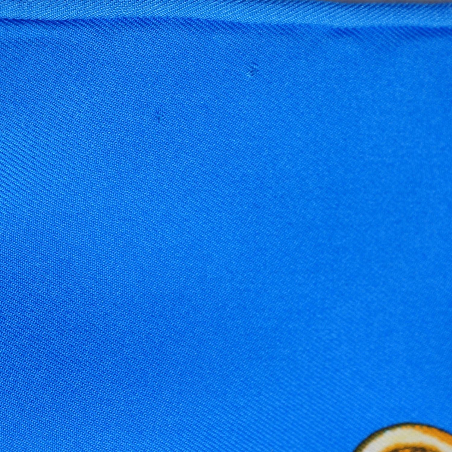 Hermes Silk Bride De Cour Scarf 90 Cobalt Gris Or 6 of 6