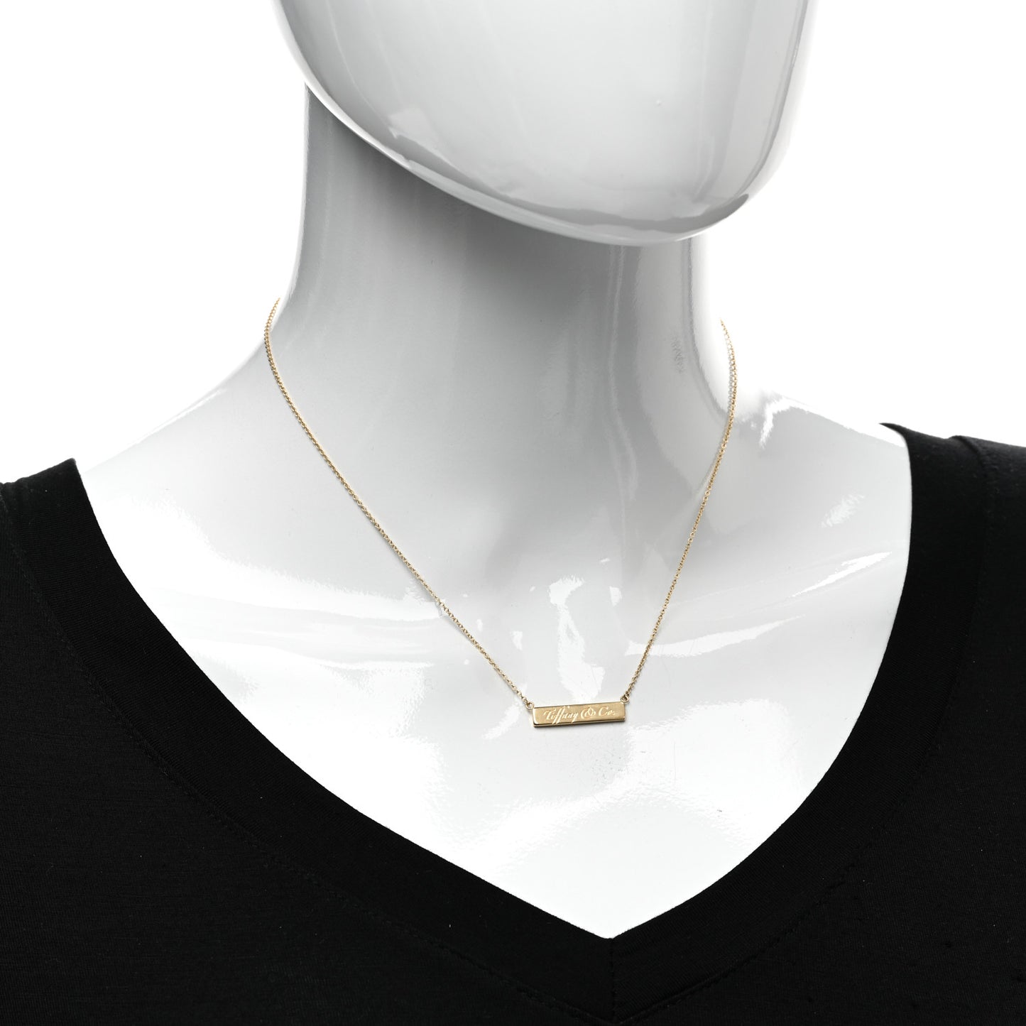 18K Yellow Gold Notes Bar Pendant Necklace