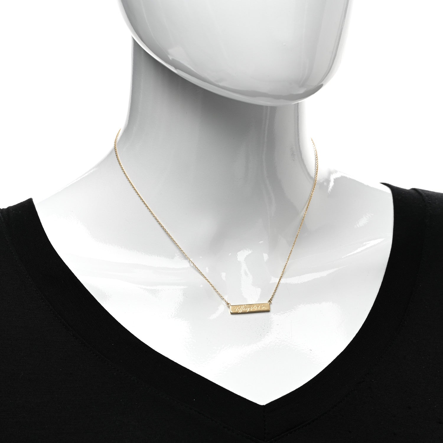 Tiffany 18K Yellow Gold Notes Bar Pendant Necklace 2 of 4