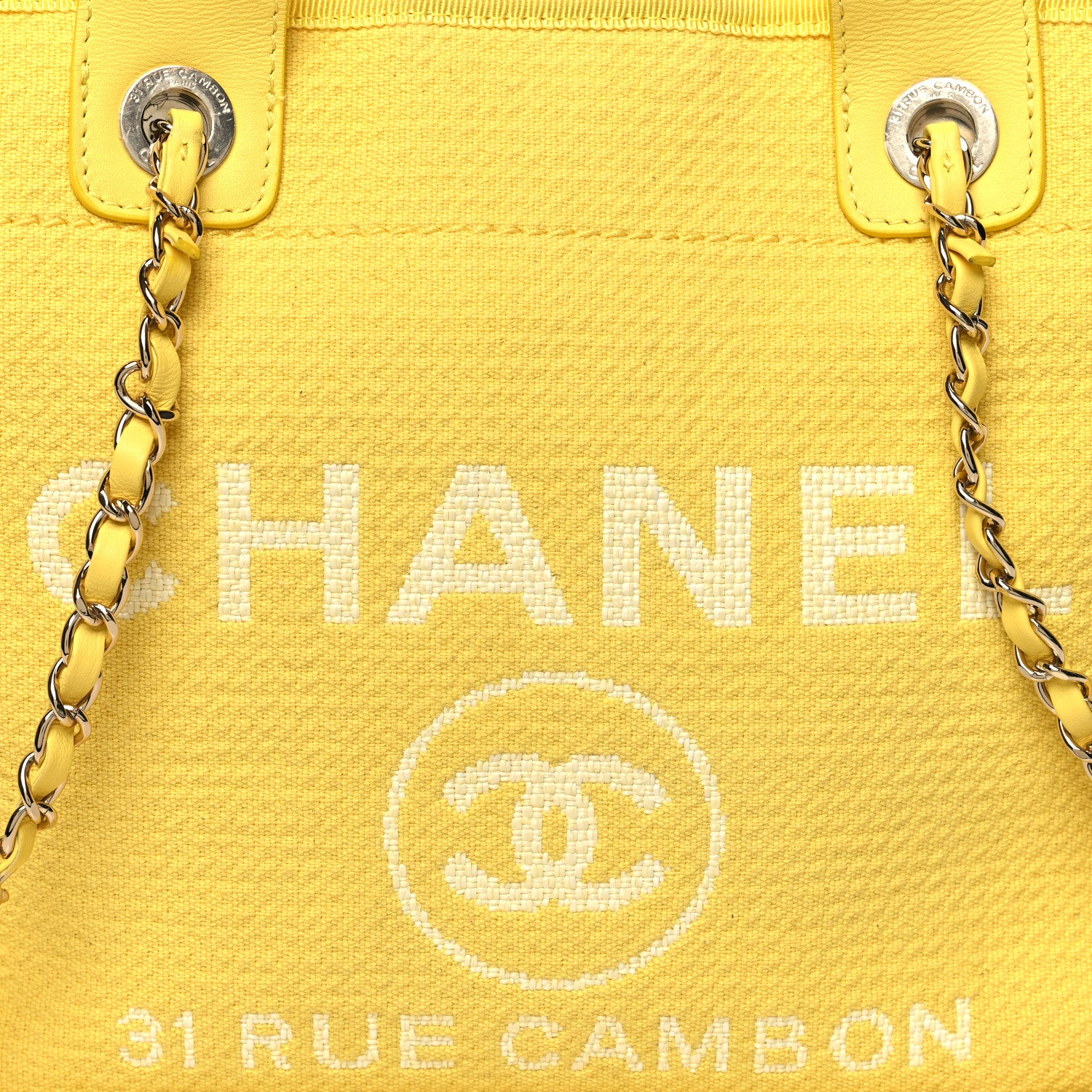 Chanel Mixed Fibers Small Deauville Tote Yellow 10 of 17