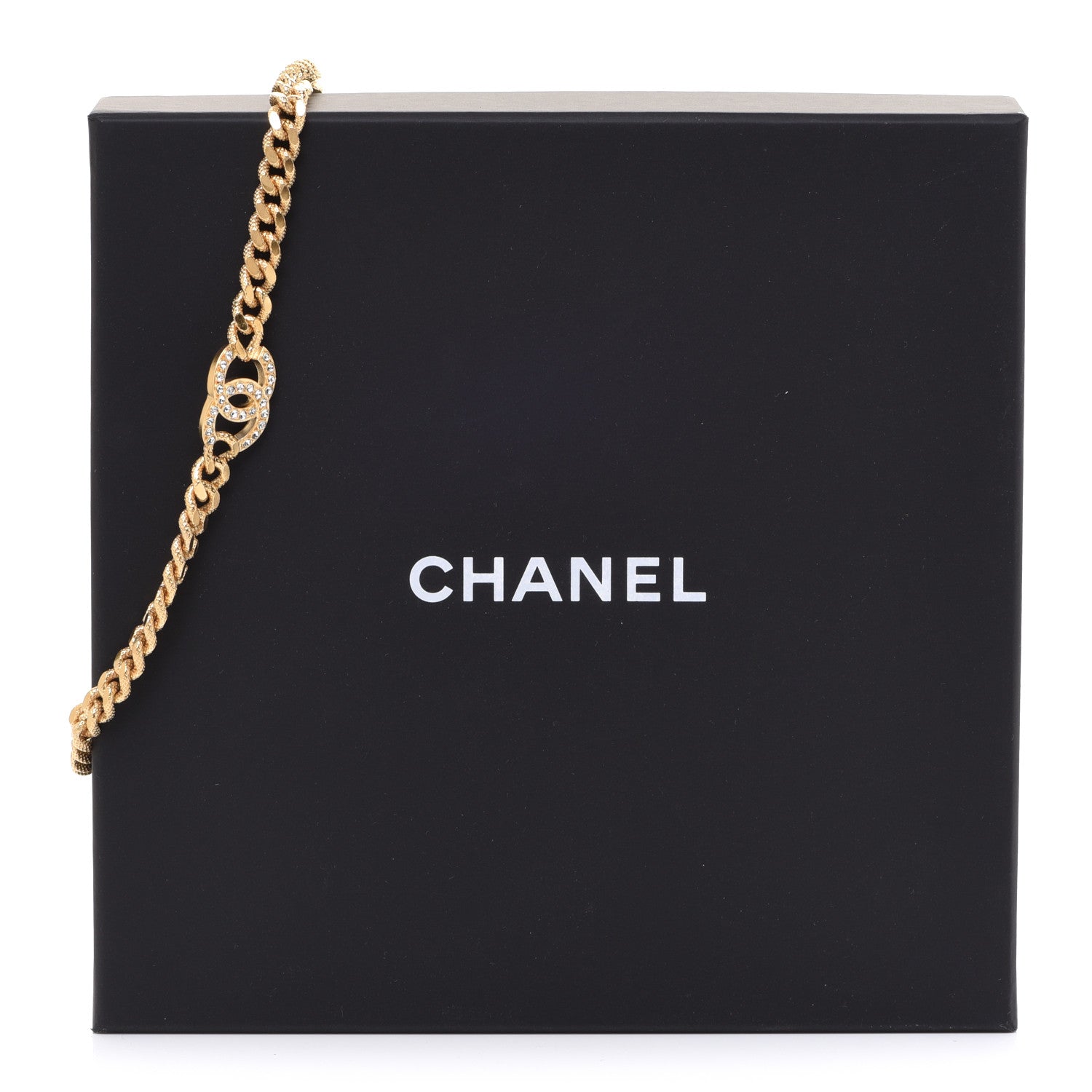 Chanel Crystal Chain Link CC Choker Necklace Gold 6 of 6