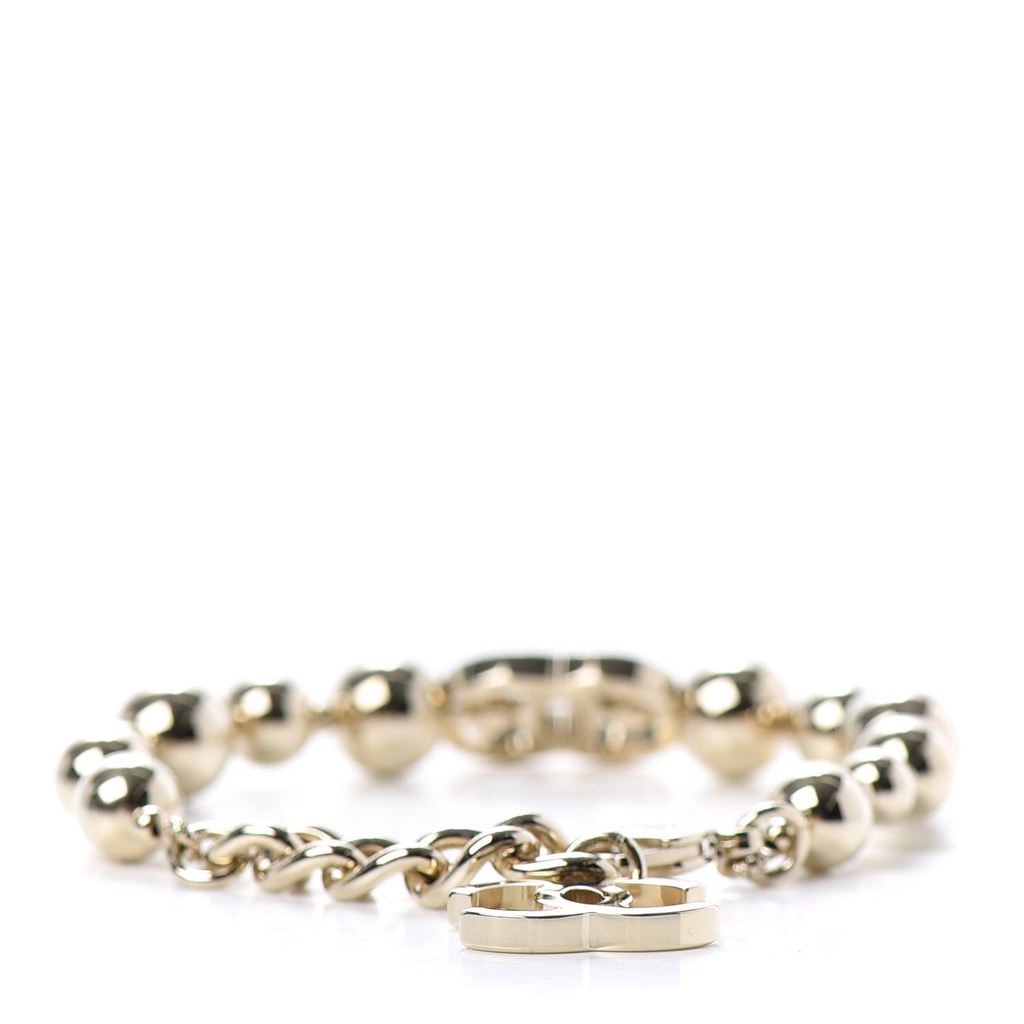 Metal Beaded CC Bracelet Gold