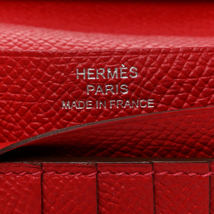 Hermes Epsom Bearn Compact Wallet Rouge Casaque 6 of 10