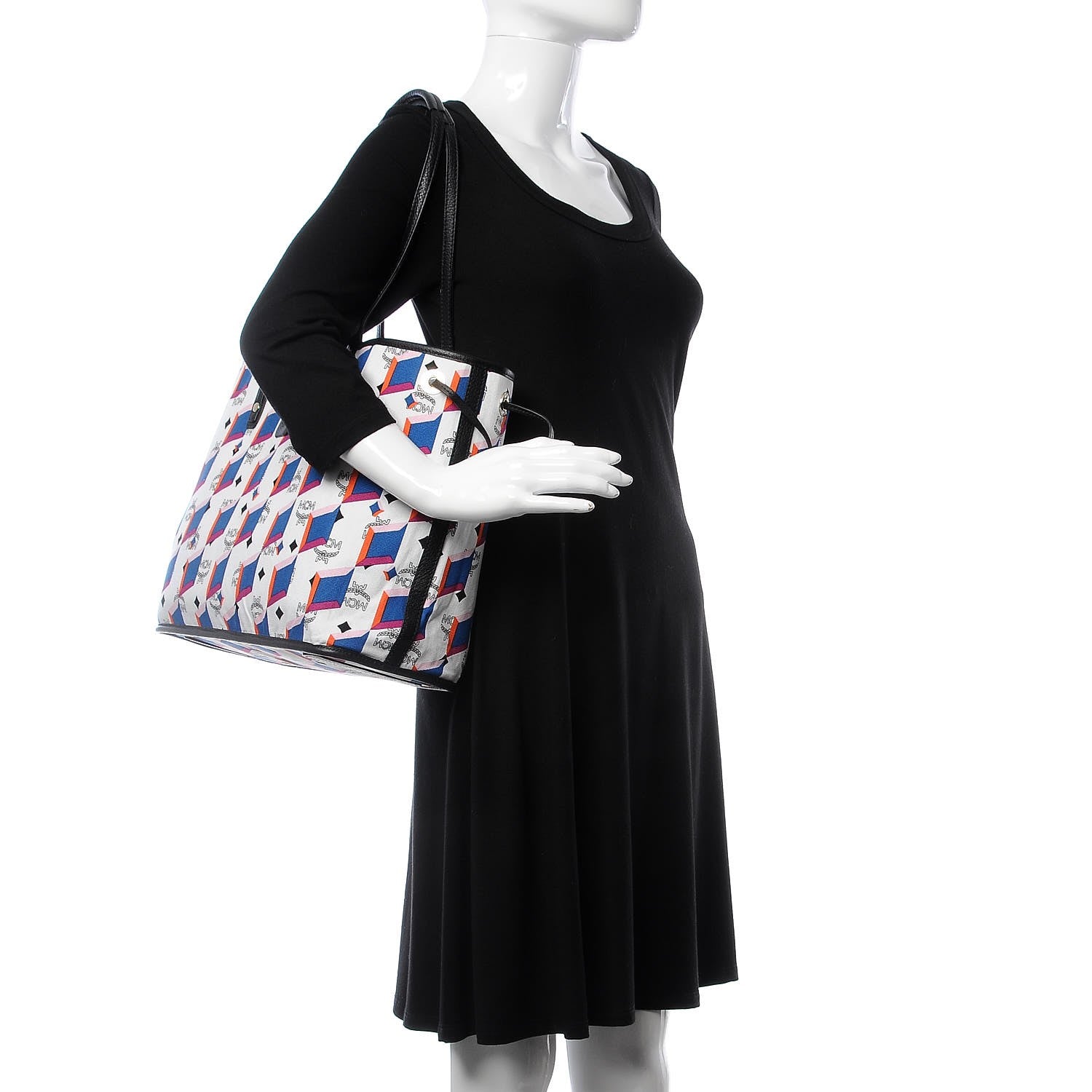 MCM Visetos Medium Project Reversible Shopper Tote White 3 of 16