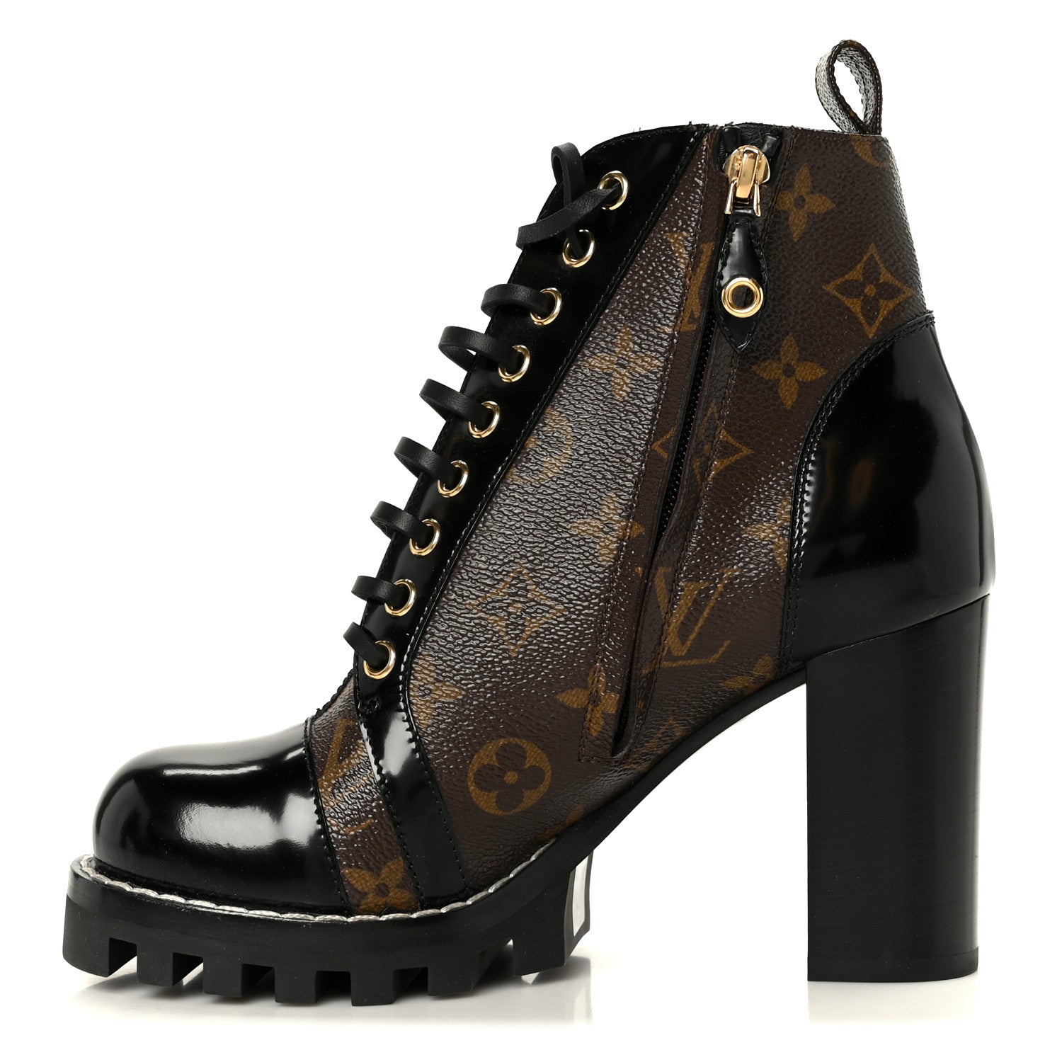 Louis Vuitton Patent Calfskin Monogram Star Trail Ankle Boots 36.5 Black 1 of 8