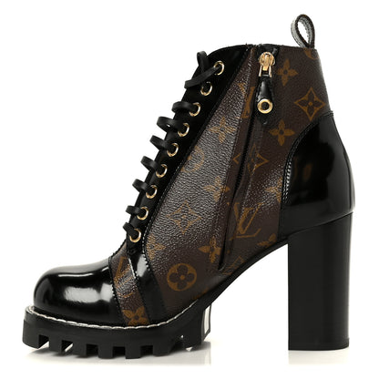 Louis Vuitton Patent Calfskin Monogram Star Trail Ankle Boots 36.5 Black 1 of 8