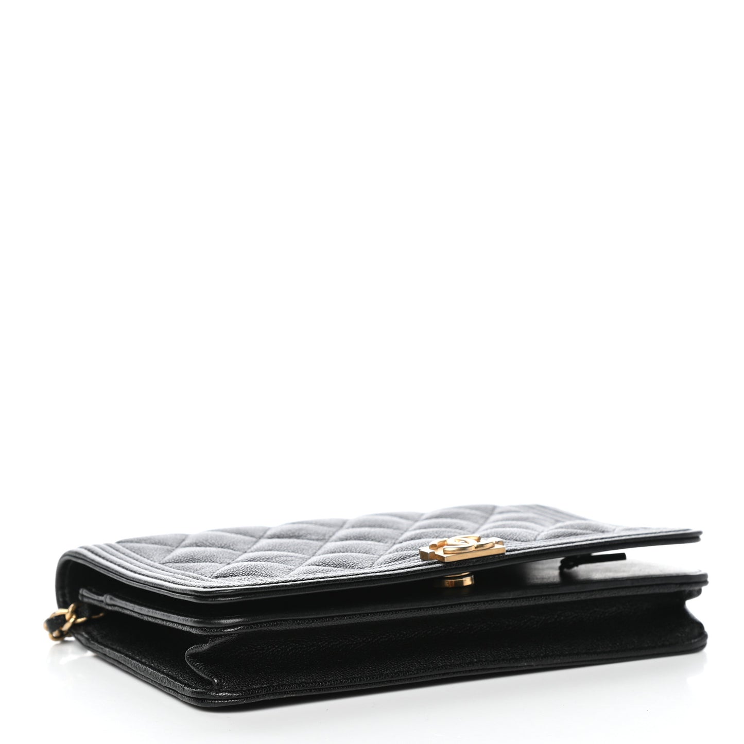 Caviar Quilted Boy Wallet On Chain WOC Black